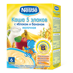 НестлеКашаМОЛ 250г 5 злак ЯблБанан 8 мес