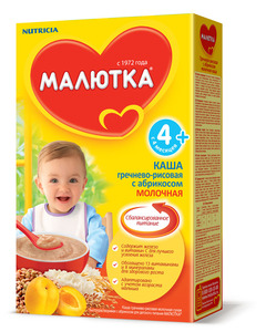 МалюткаКашаМол 250г ГречРисАбрикос с 4мес