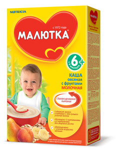 МалюткаКашаМол 250г Овсяная с фруктами с 6мес