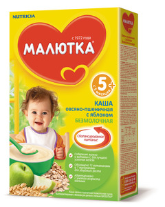 МалюткаКашаБ/Мол 250г ОвесПшеноЯбл с 4мес